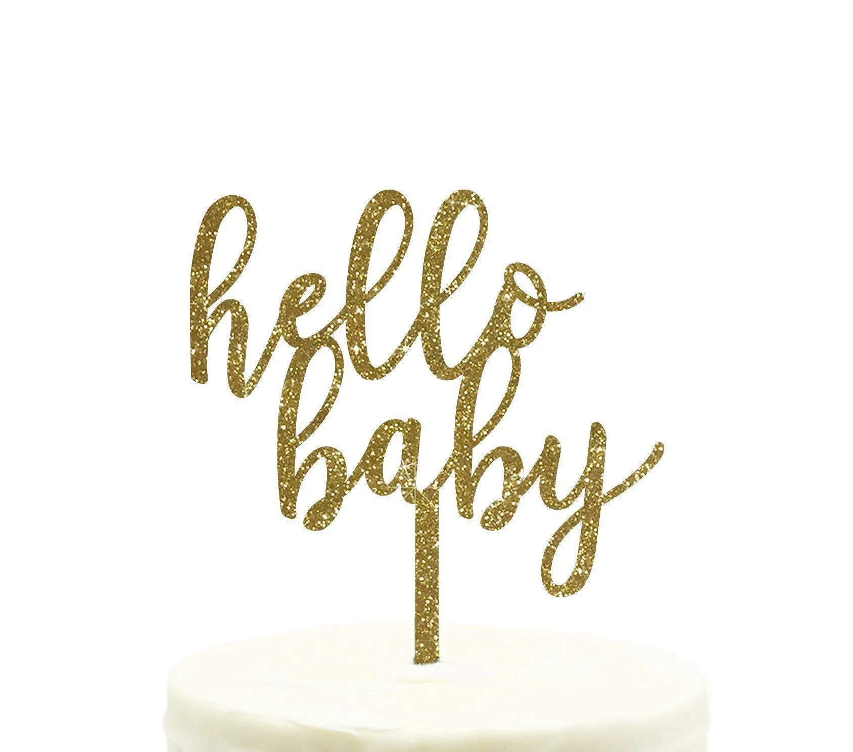 Baby Shower Hello Baby Glitter Acrylic Cake Toppers