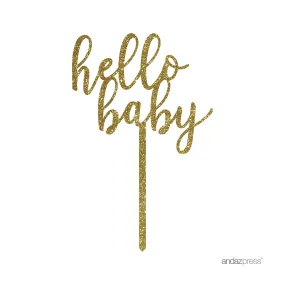 Baby Shower Hello Baby Glitter Acrylic Cake Toppers