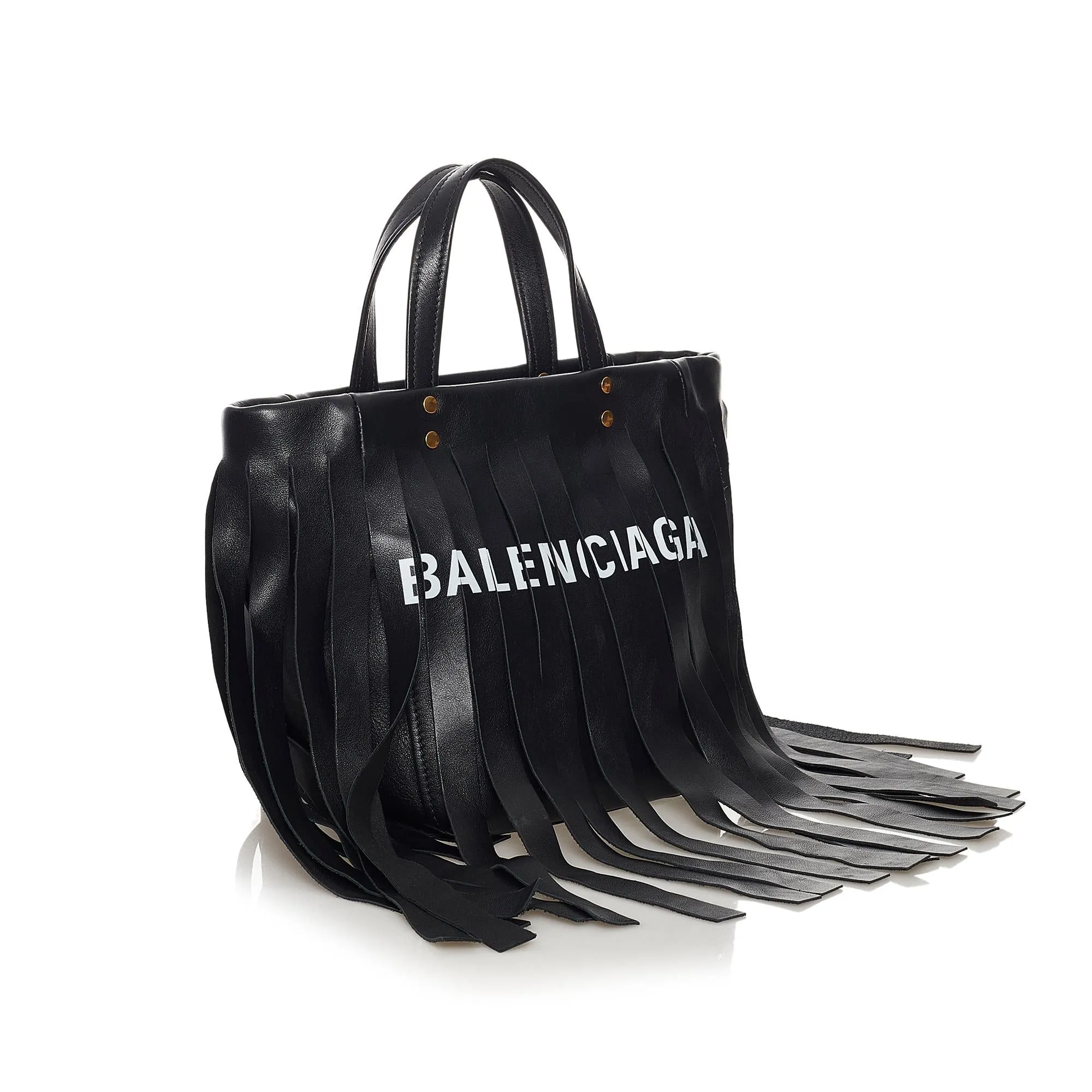 Balenciaga Laundry Cabas Fringe Leather Tote Bag (SHG-33746)