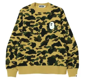 BAPE 1ST CAMO APE HEAD CREWNECK YELLOW