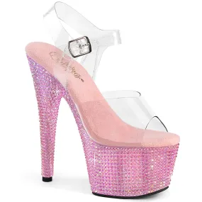 BEJEWELED-708RRS Baby Pink Rhinestone Platform Stripper Shoes