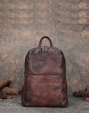 Best Minimalist Coffee Leather Rucksack Womens Vintage School Backpacks Leather Backpack Purse