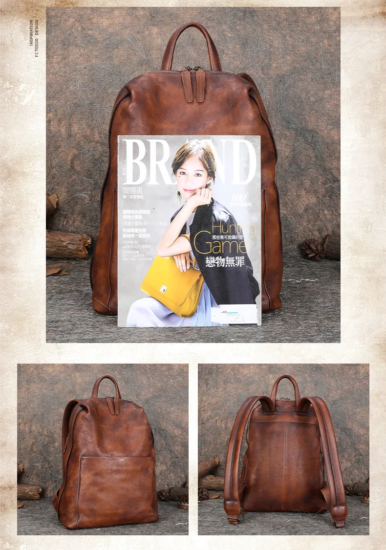 Best Minimalist Leather Rucksack Womens Vintage School Backpacks Leather Backpack Purse