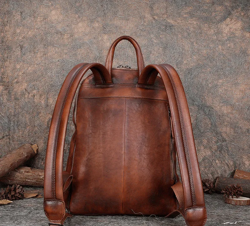 Best Minimalist Leather Rucksack Womens Vintage School Backpacks Leather Backpack Purse