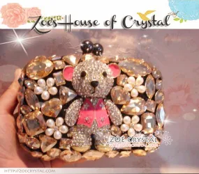 Bling and Sparkly Crystal Clutch with adorable Bear