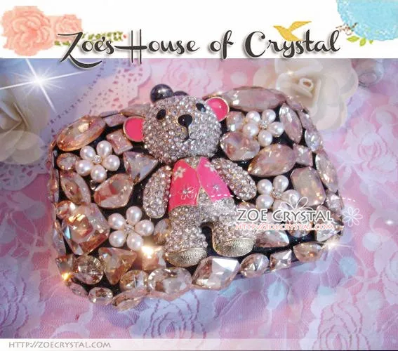 Bling and Sparkly Crystal Clutch with adorable Bear