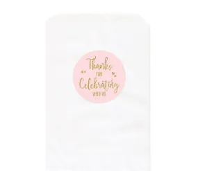 Blush Pink Gold Glitter Print Wedding Favor Bag DIY Party Favors Kit, Thank You!