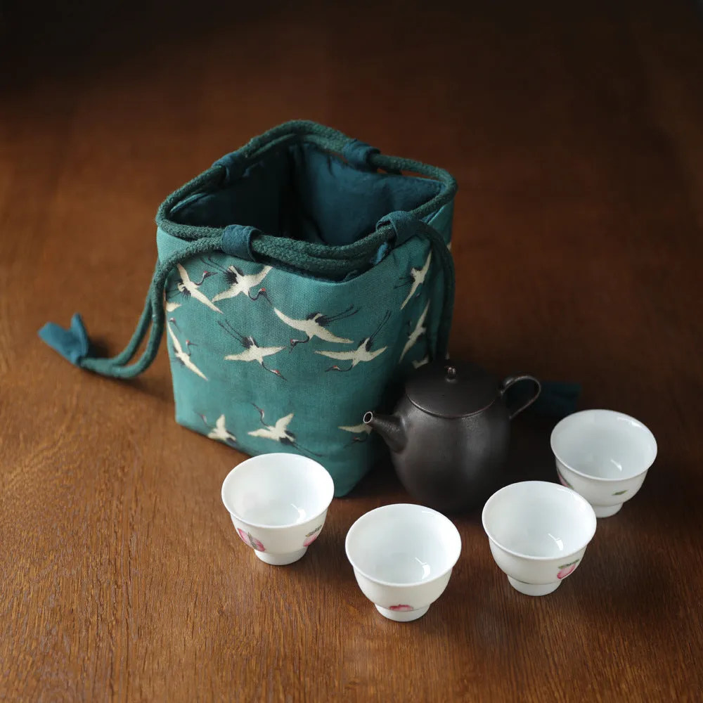 Gohobi Birds Mountains Rivers Teaware Storage Travel Bag