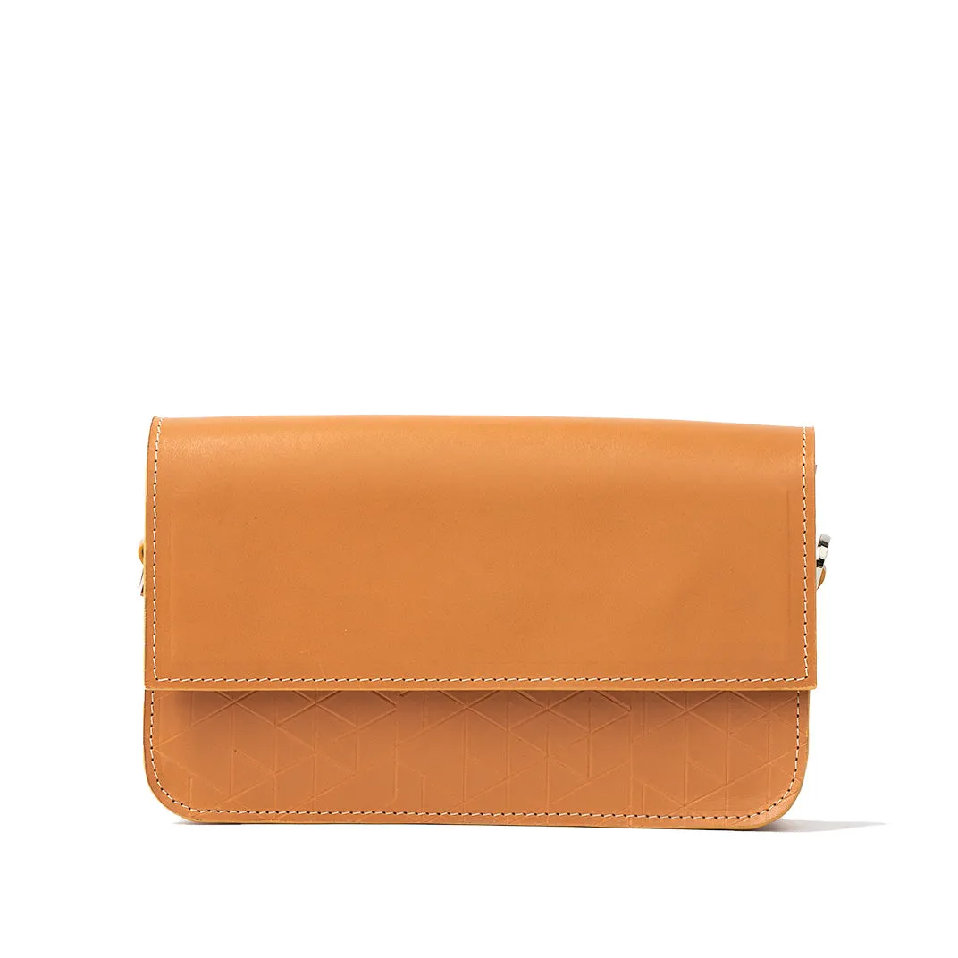 Leather Shoulder Bag - Curie (Orange Vectors)