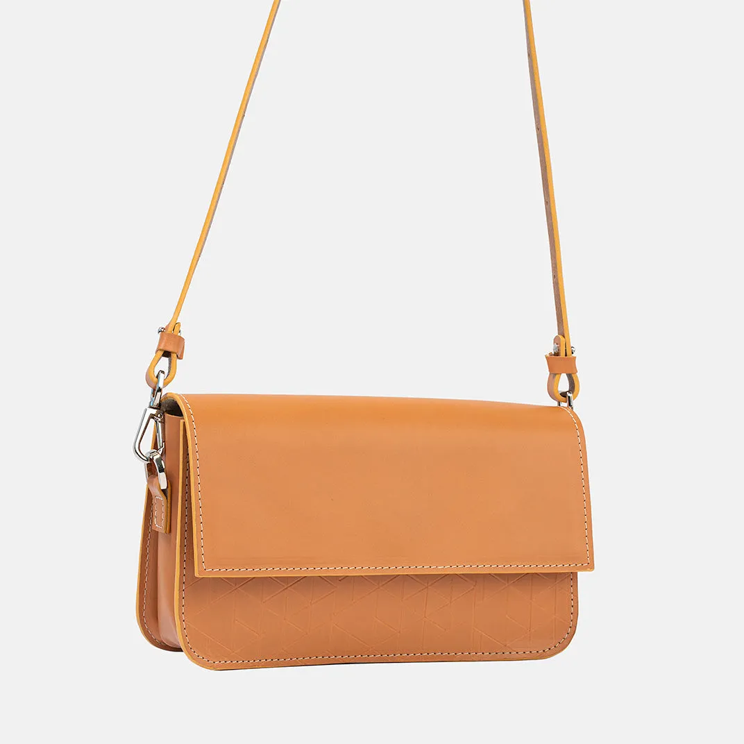 Leather Shoulder Bag - Curie (Orange Vectors)