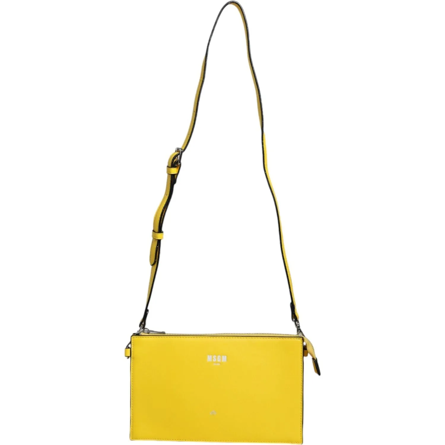 MSGM Yellow Leather Logo Crossbody Sling Shoulder Bag