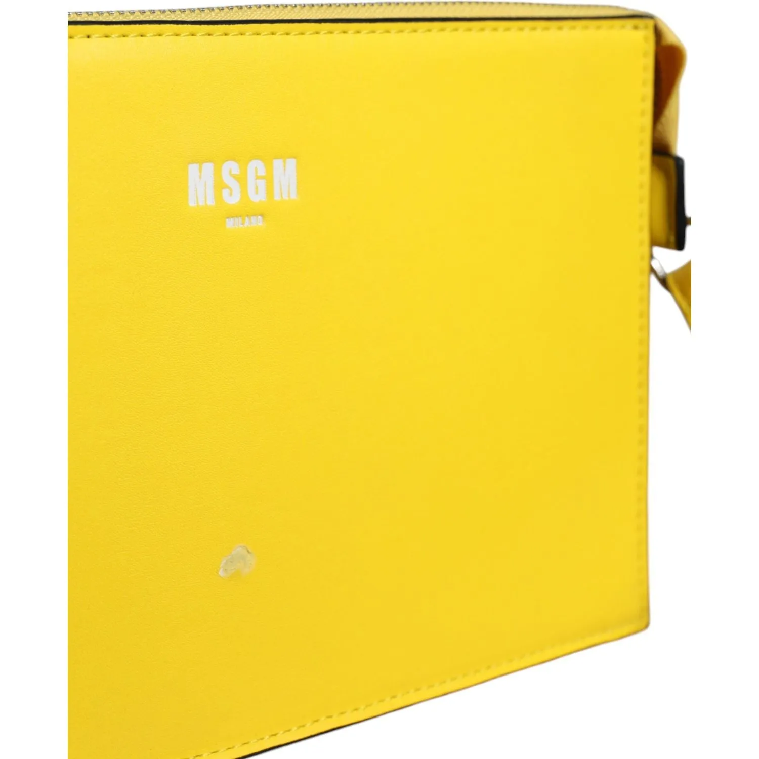 MSGM Yellow Leather Logo Crossbody Sling Shoulder Bag