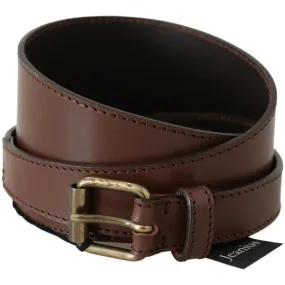 PLEIN SUD Chic Brown Leather Fashion Belt with Bronze-Tone Hardware