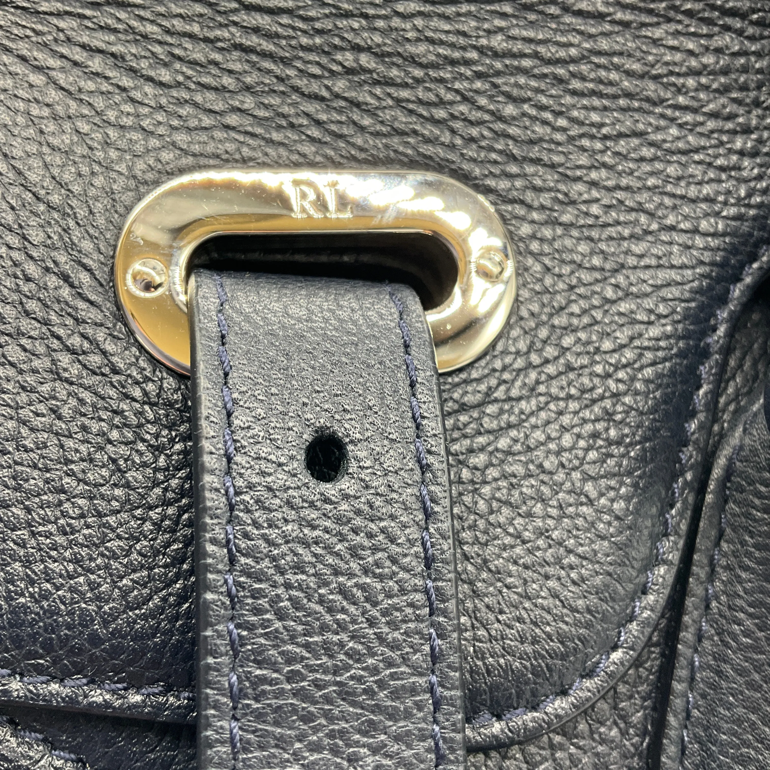 Ralph Lauren Collection Navy Blue Ricky 33 Leather Handbag