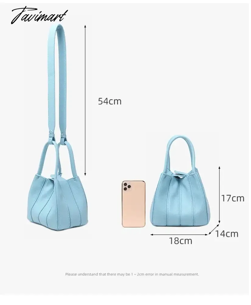 TAVIMART  -  Fashion Folds Women Bucket Bag PU Leather Shoulder Bags Brand Designer Ladies Crossbody Messenger Bags Totes Female handbag