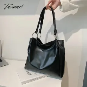 TAVIMART -  Winter Vintage Large PU Leather Totes for Women Larege Capacity Versatile Casual Designer Handbags and Purses Student Bags