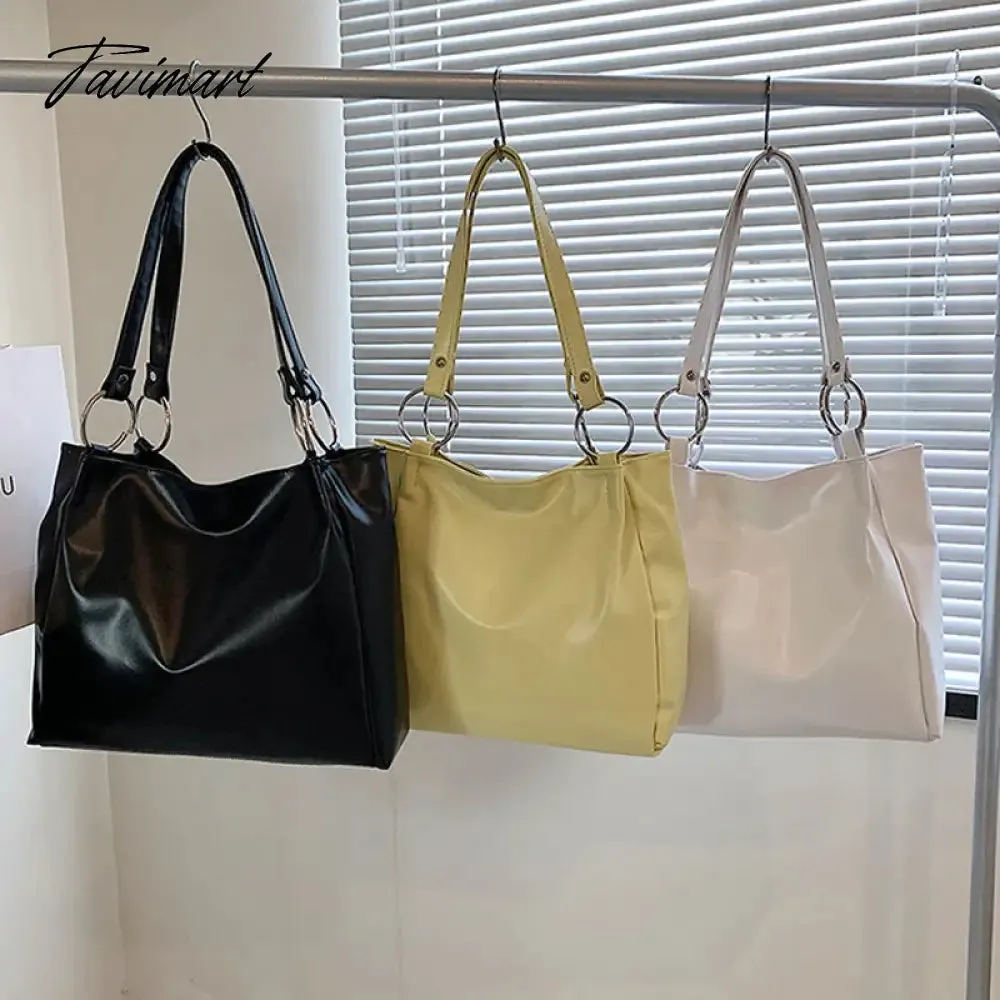 TAVIMART -  Winter Vintage Large PU Leather Totes for Women Larege Capacity Versatile Casual Designer Handbags and Purses Student Bags