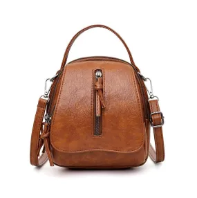 Vintage Soft Leather Women's Shoulder Bag with Double Compartments