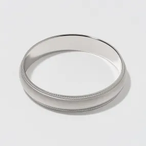 White Gold Classic Milgrain Wedding Band - Matte 4mm