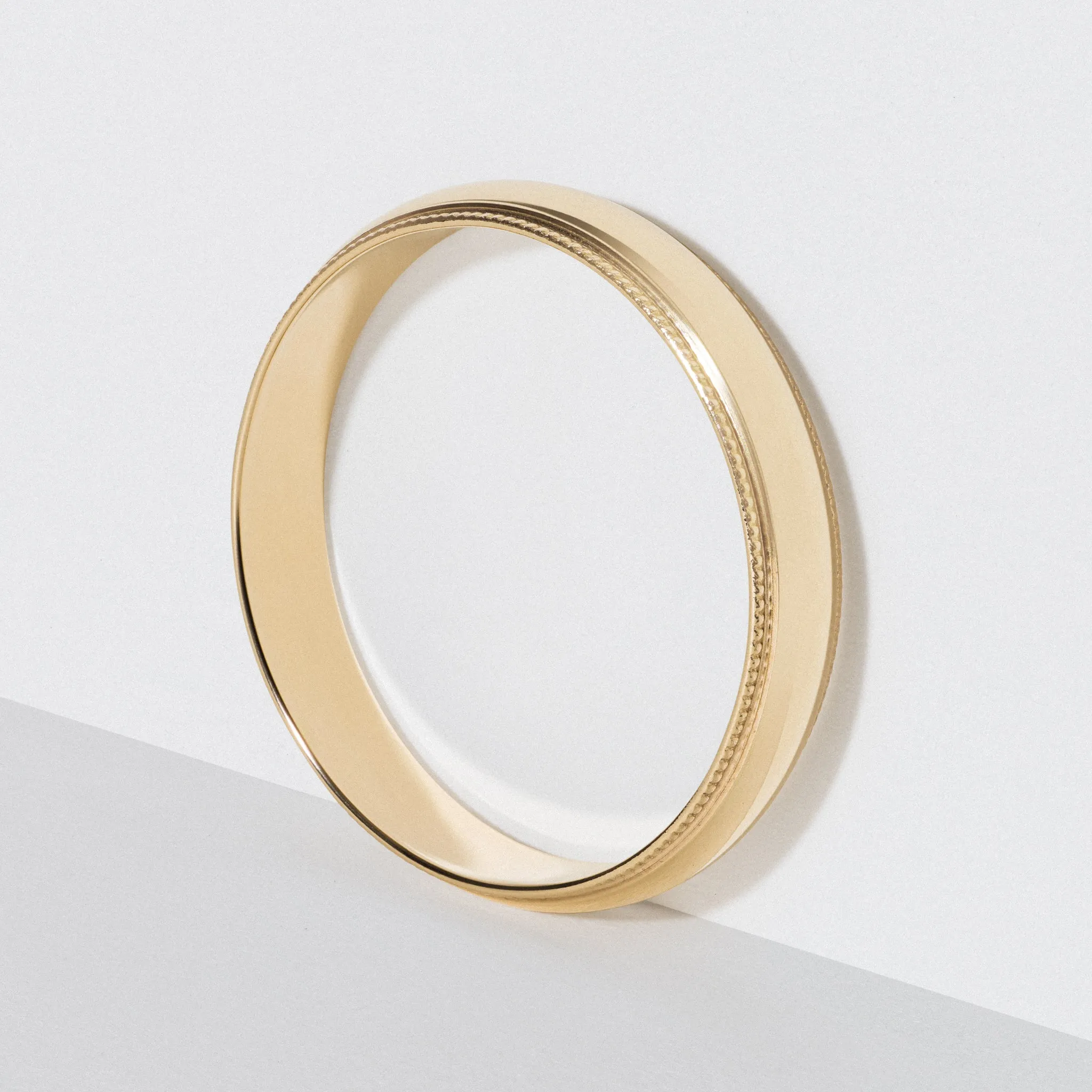 Yellow Gold Classic Milgrain Wedding Band - Polished 4mm